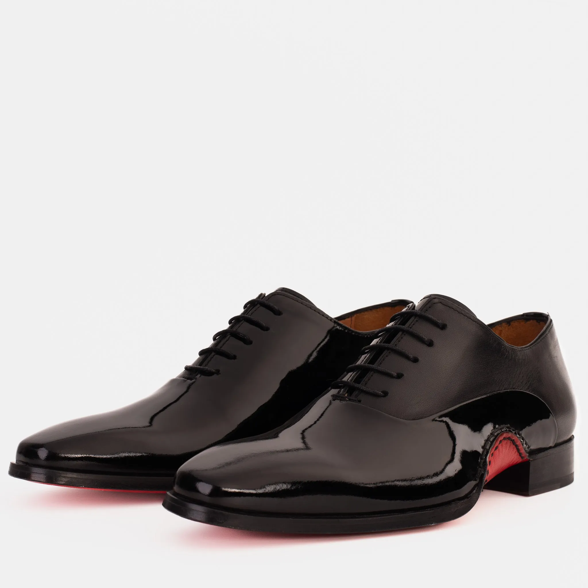 The Royal Hand Craft Black Patent Leather Plain Toe Oxford Men Shoe