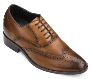 TOTO Brown Leather Oxford Dress Shoes - Three Inches - A2621C