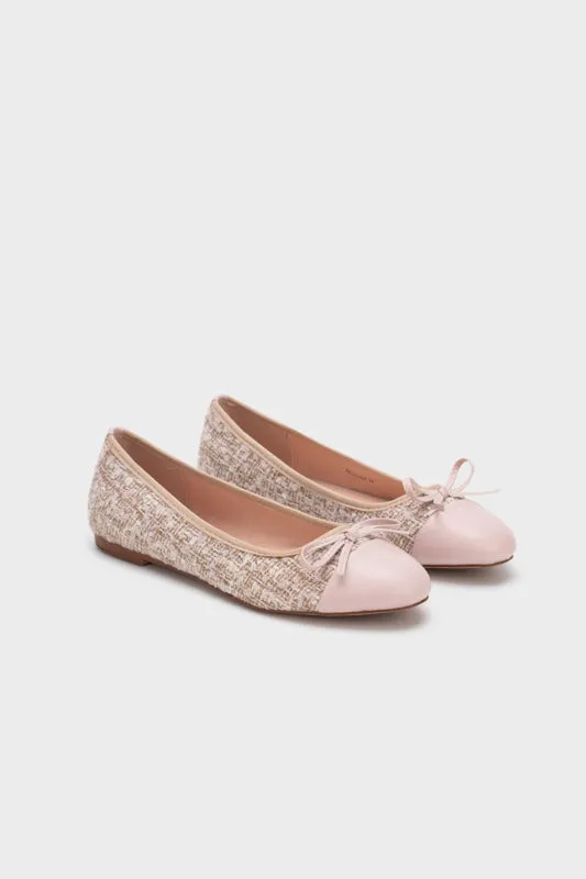 TWEED ROUND TOE BALLERINA FLAT