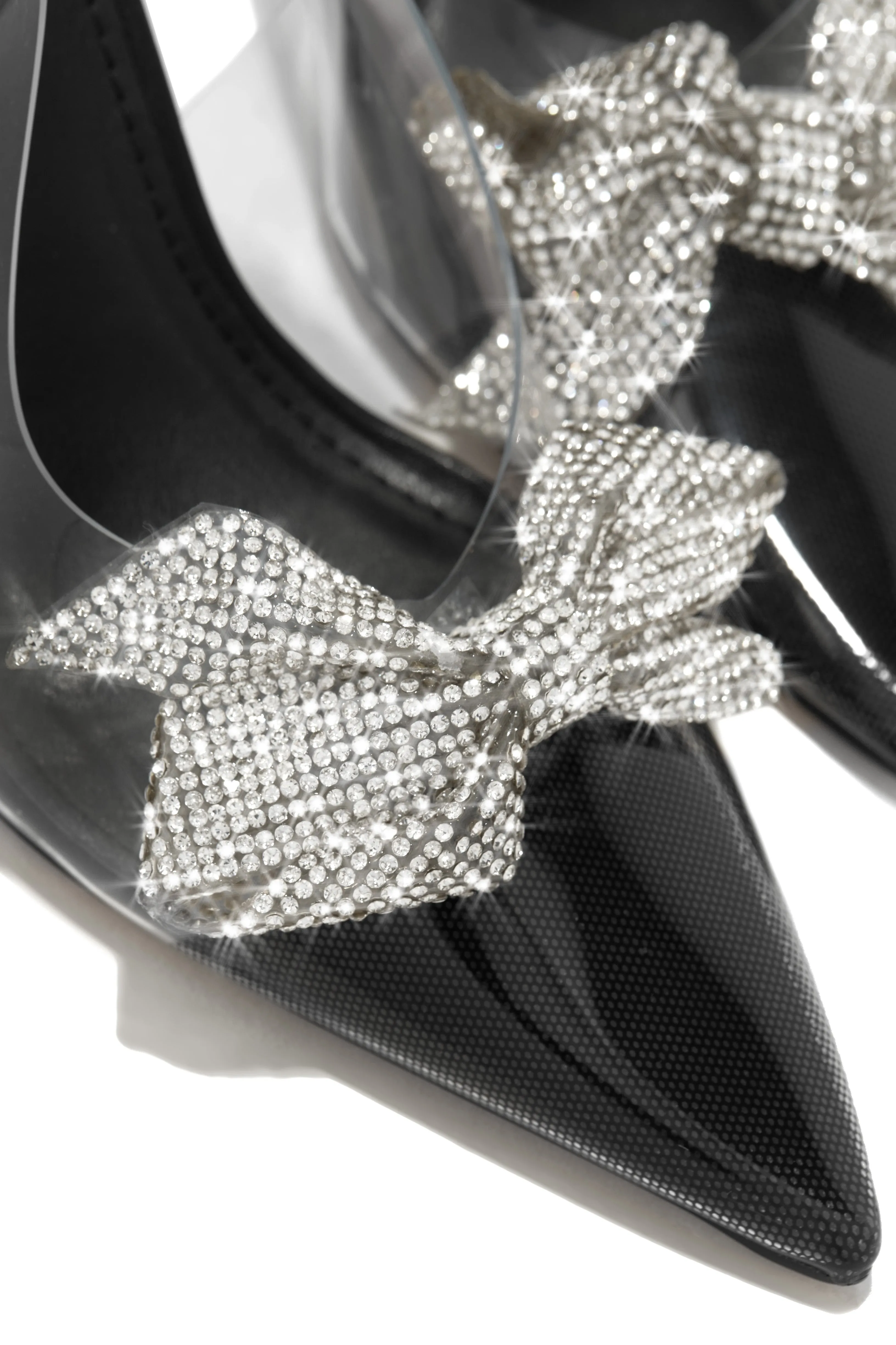 Valentina Embellished Clear Pumps - Black