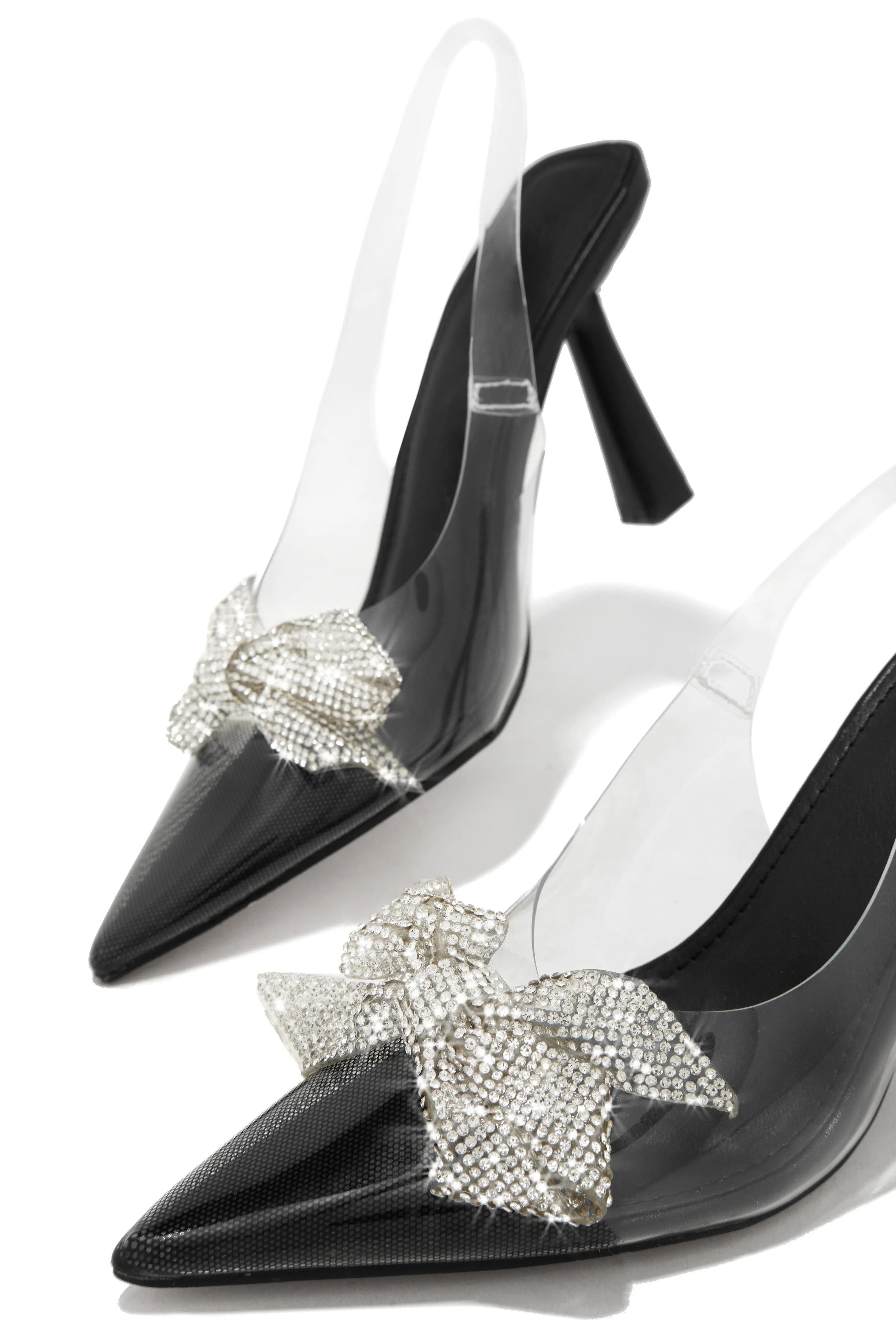 Valentina Embellished Clear Pumps - Black