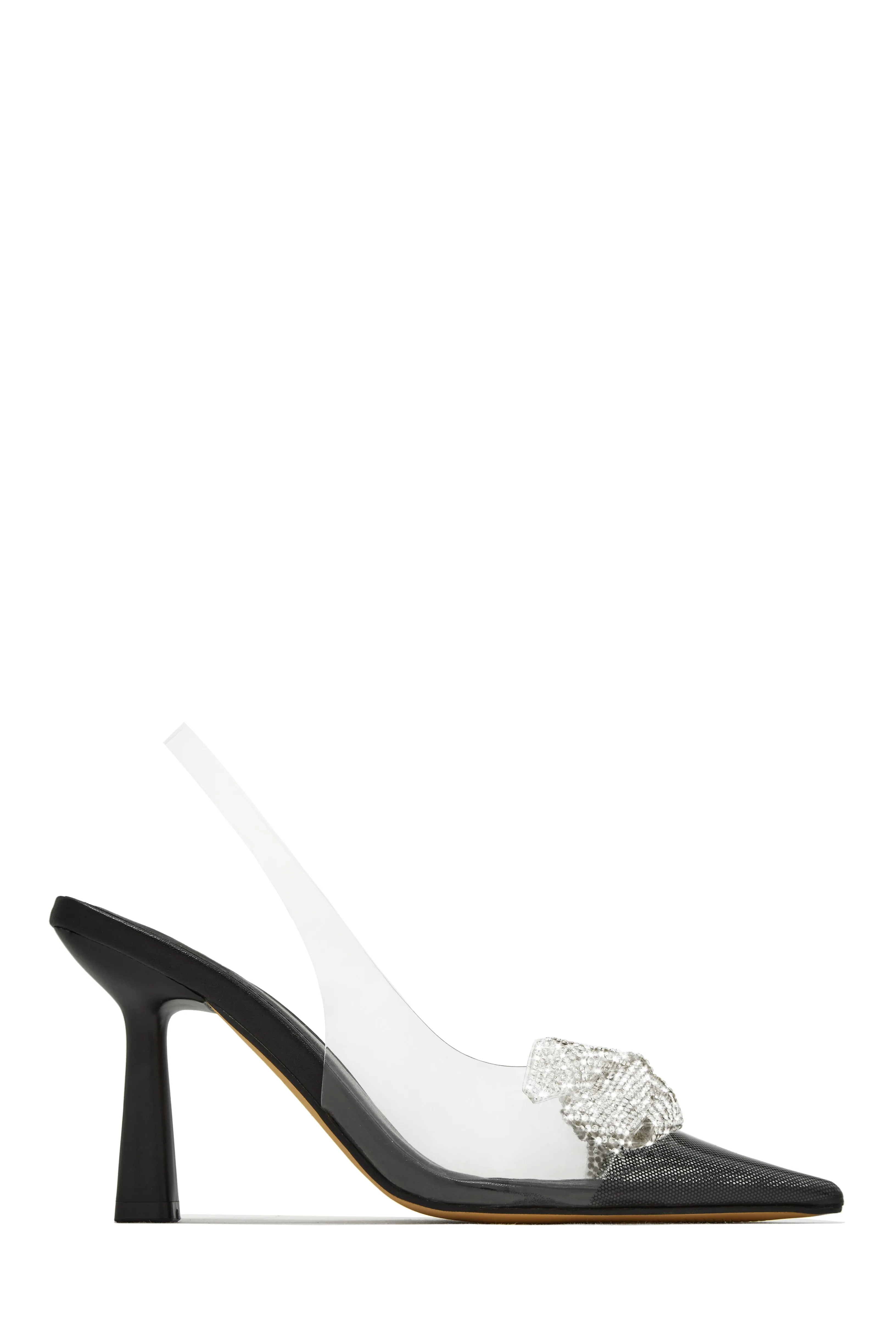 Valentina Embellished Clear Pumps - Black