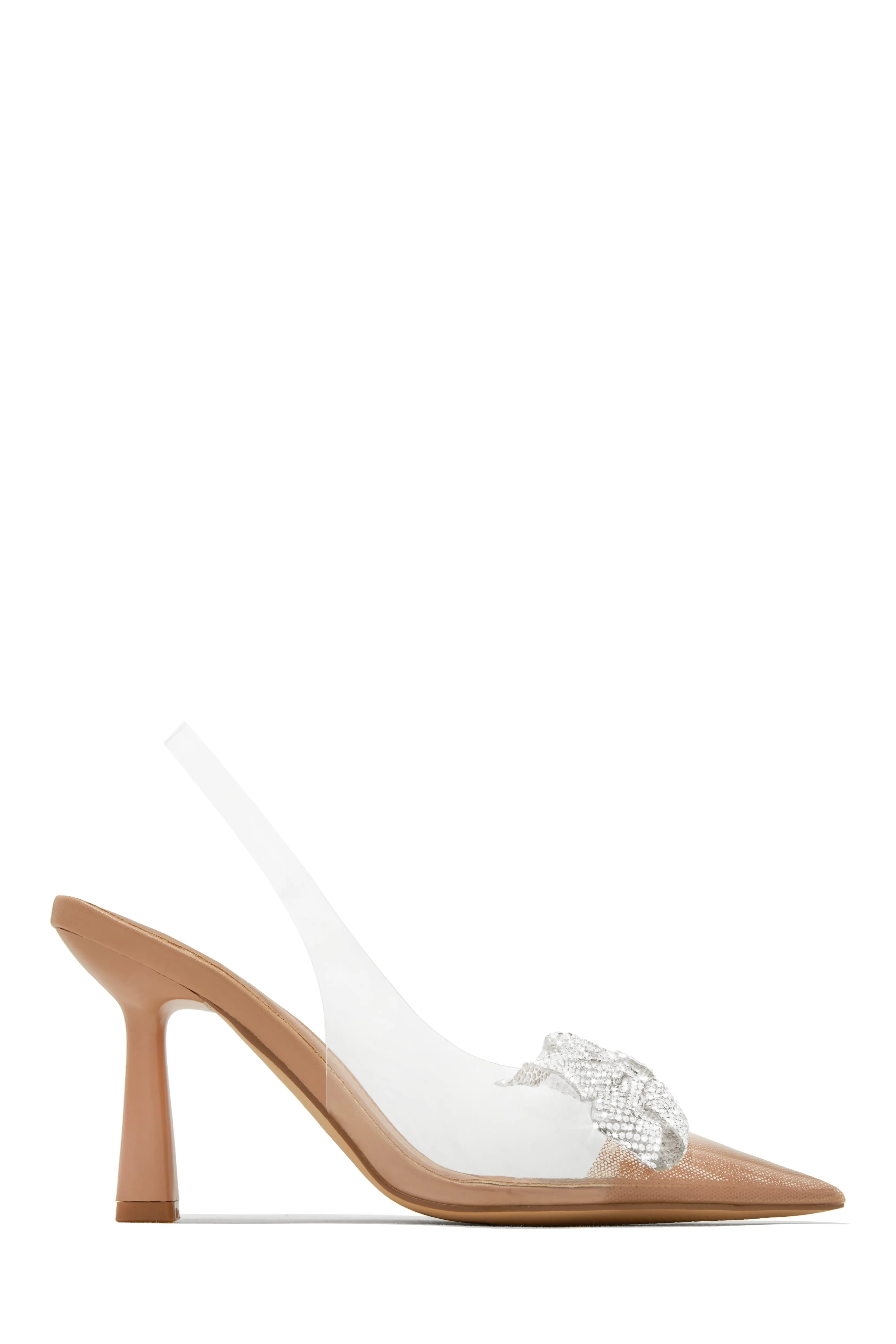 Valentina Embellished Clear Pumps - Nude