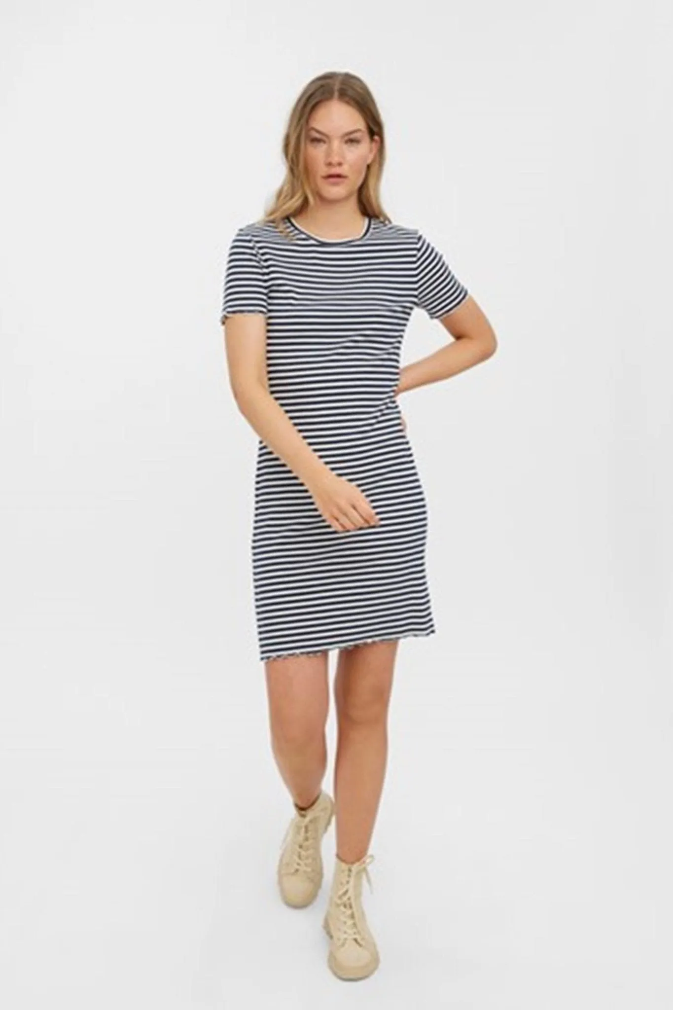 Vio Stripe Short Dress - Navy Blazer