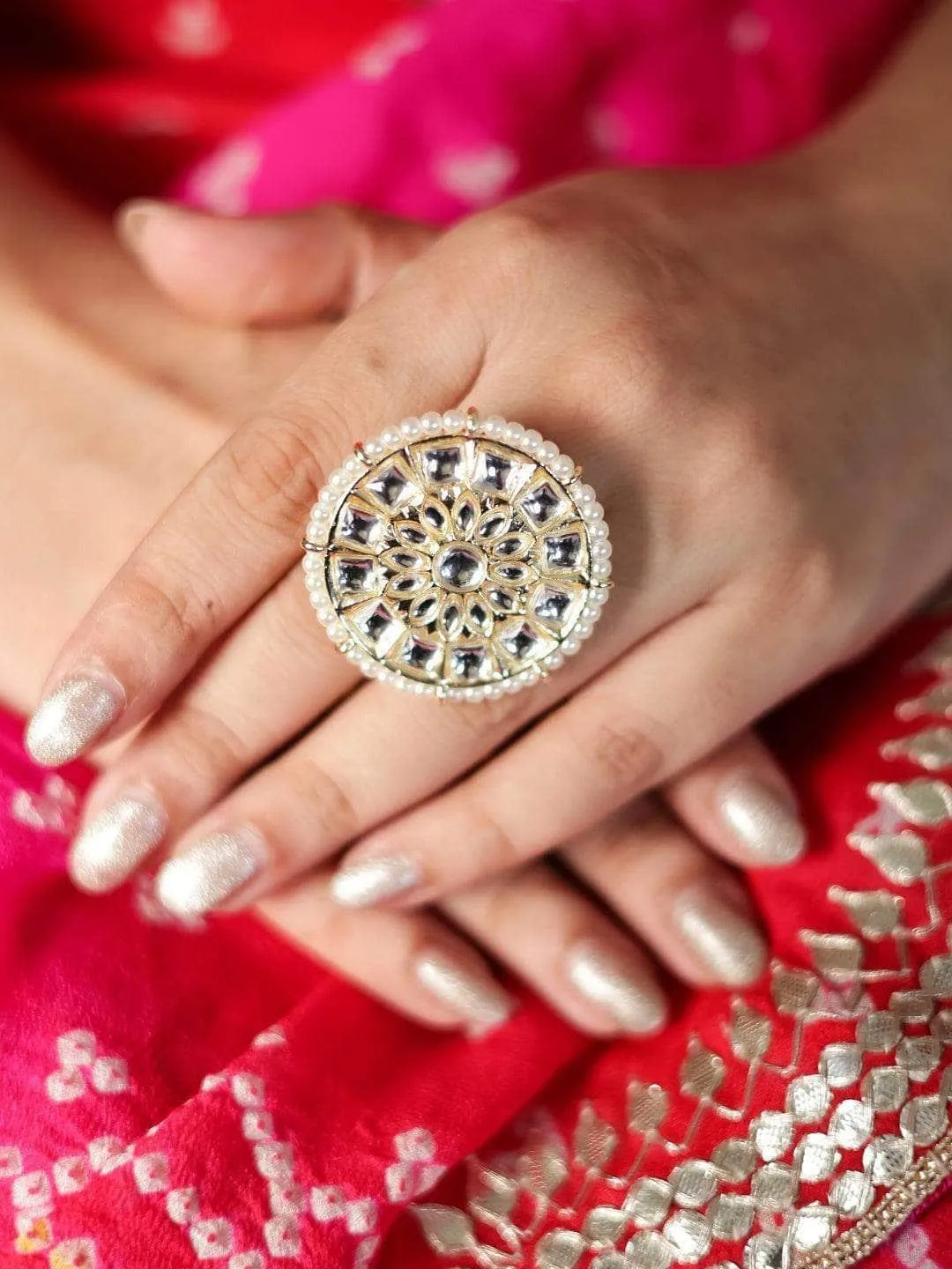 Yashika Aannand In The Royal Round Kundan Ring